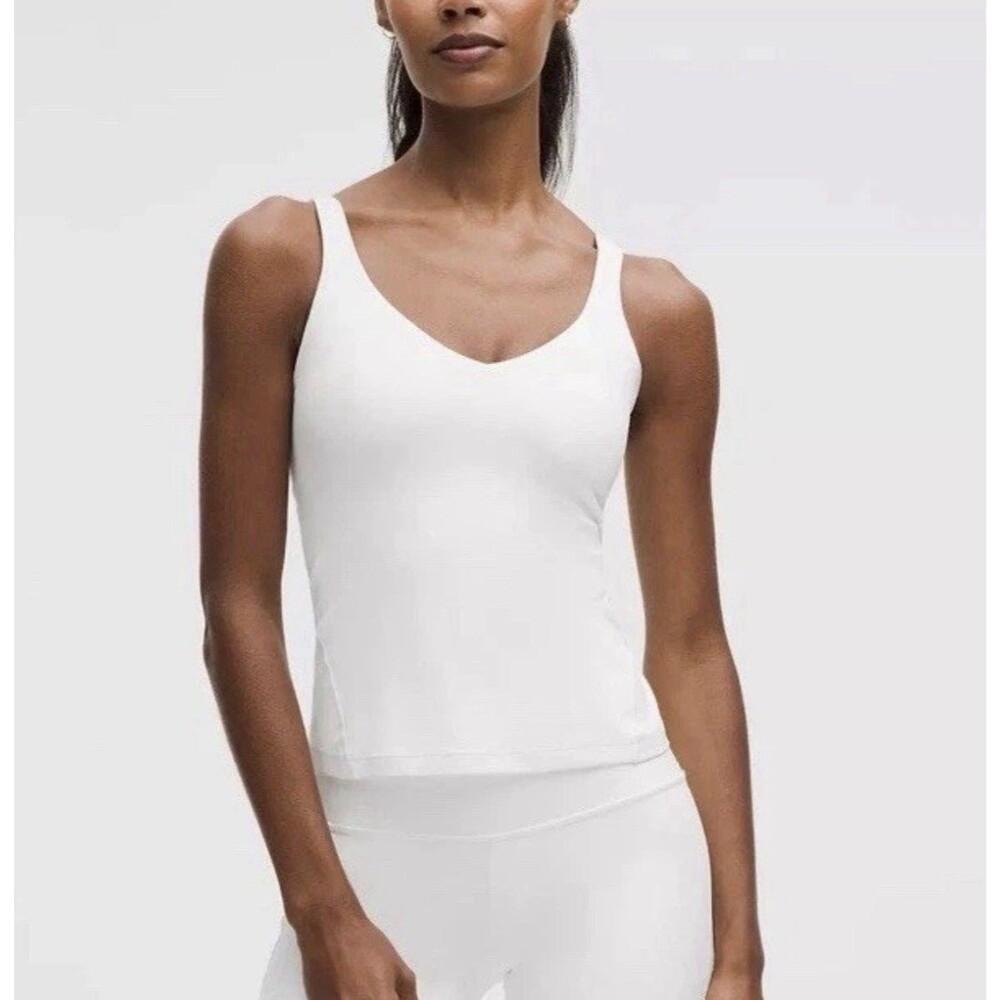 Lululemon Women's Align Waist Length Tank Top Size 2 White Yoga Sport Fitness